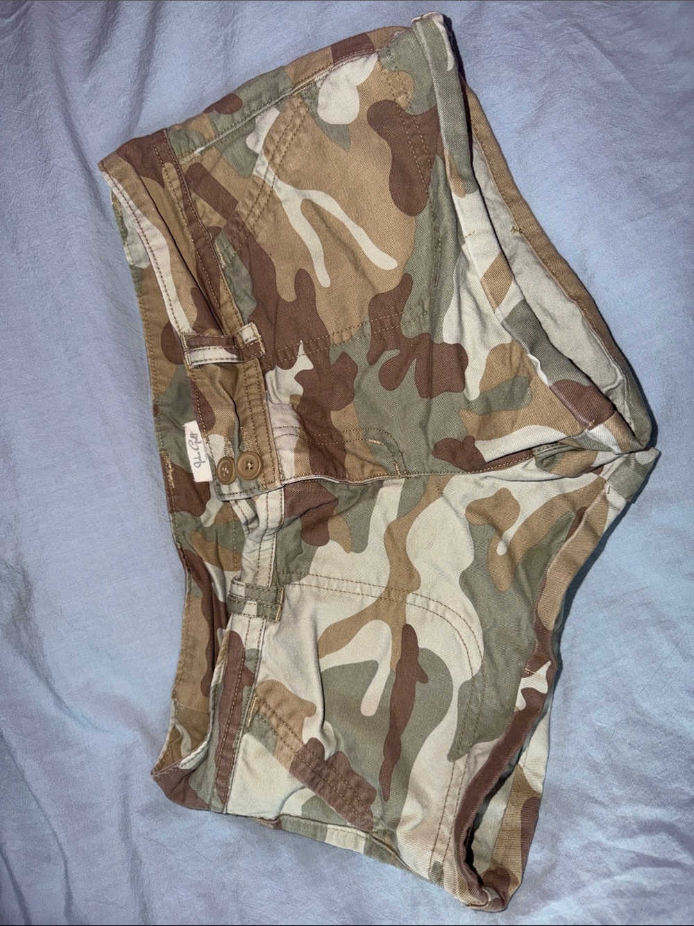 Camo Cargo Shorts - Beige Green Brown